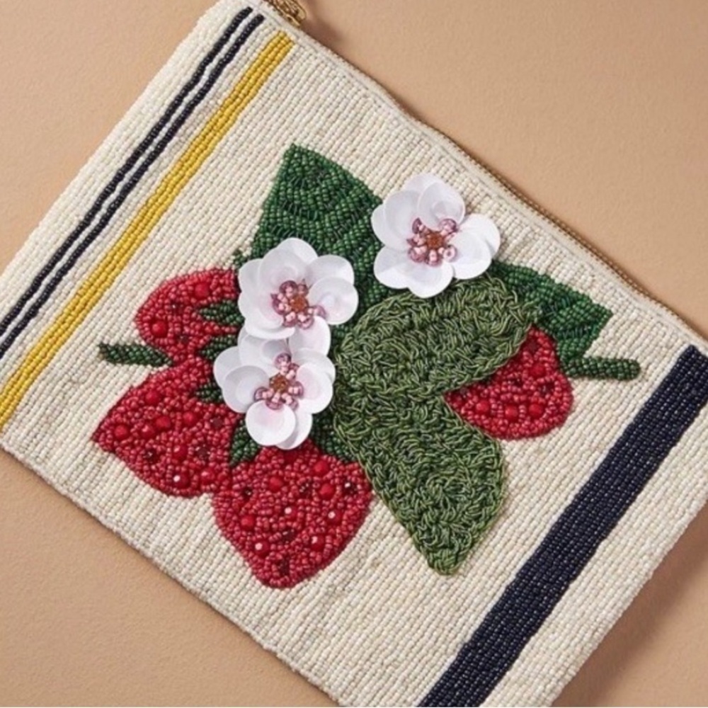 Anthropologie The Fiona Large Beaded Pouch NWOT